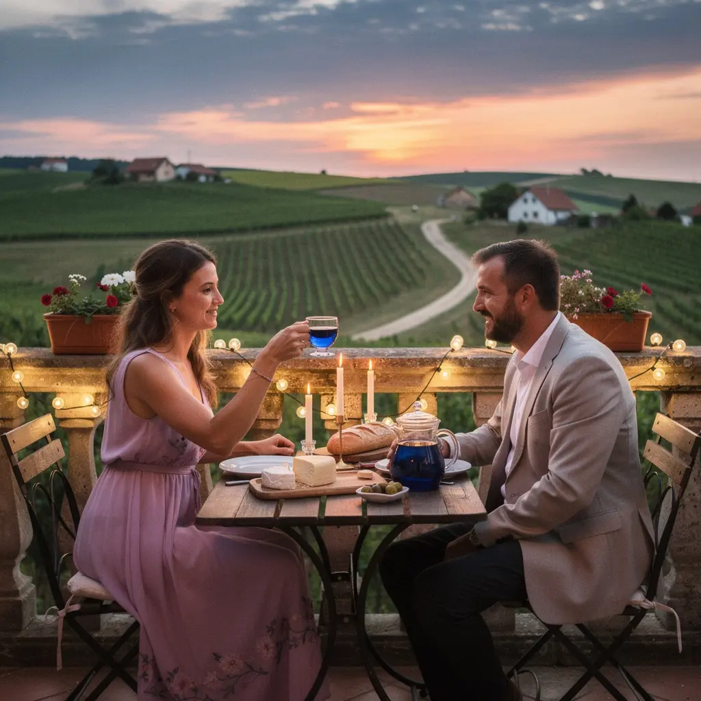 Gyönyörű kék tea, amelyben a búzavirág szirmai is fellelhetők.