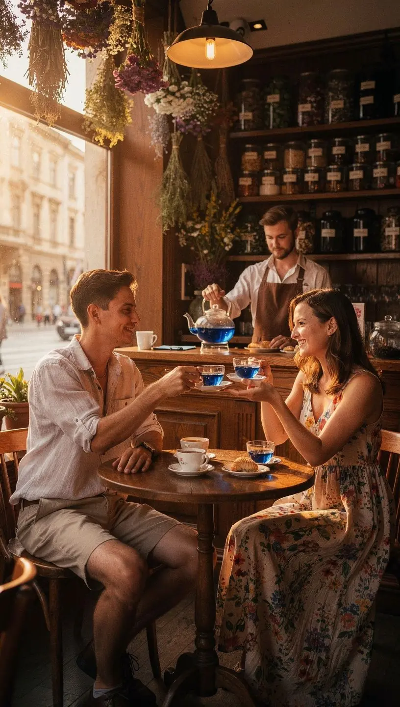 Színes teafilterek, amelyek a kék búzavirág különleges ízét rejtik.
